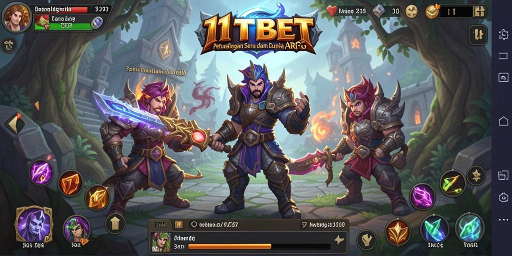 Screenshot utama 11TBET menampilkan aksi seru pertempuran di dunia fantasi.