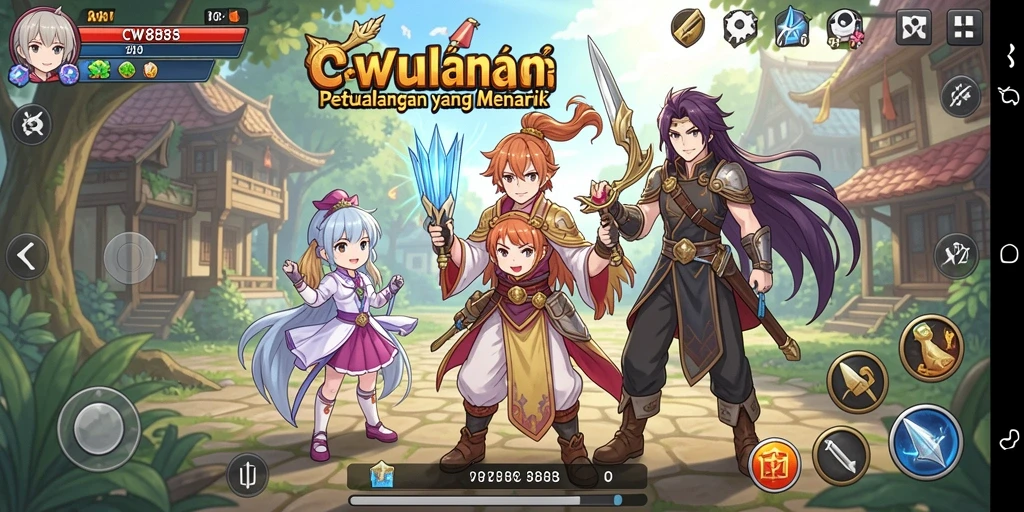 Tampilan screenshot CW8888 menampilkan karakter anime dalam action yang seru.