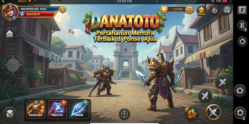 Screenshot dari gameplay seru DANATOTO yang menampilkan pertahanan menara.