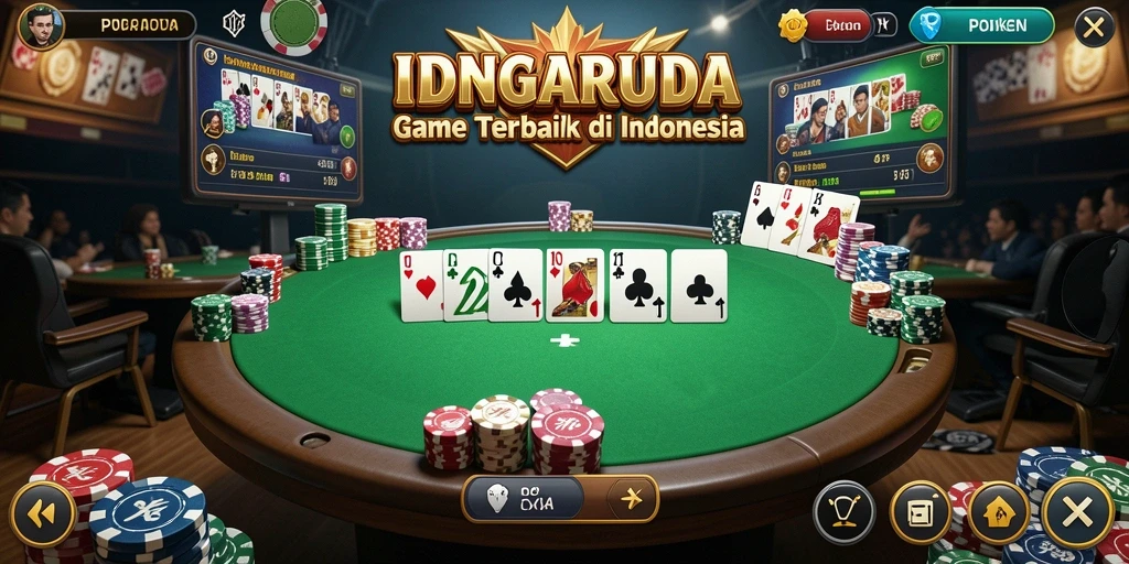 Screenshot gameplay IDNGARUDA menampilkan suasana taruhan poker yang mendebarkan.